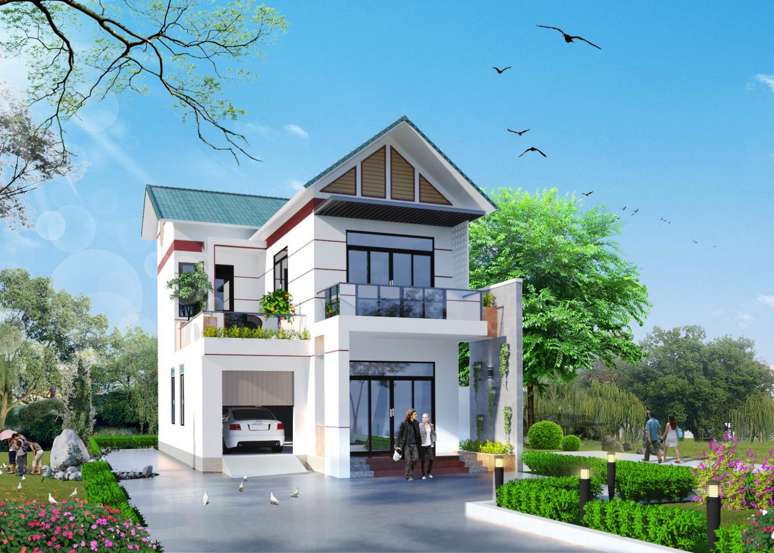 Bí thiết kế gara ô tô quyết định biệt thự sang trọng và tiện nghi