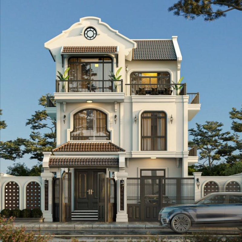 Nhà phố 3 tầng phong cách Indochine