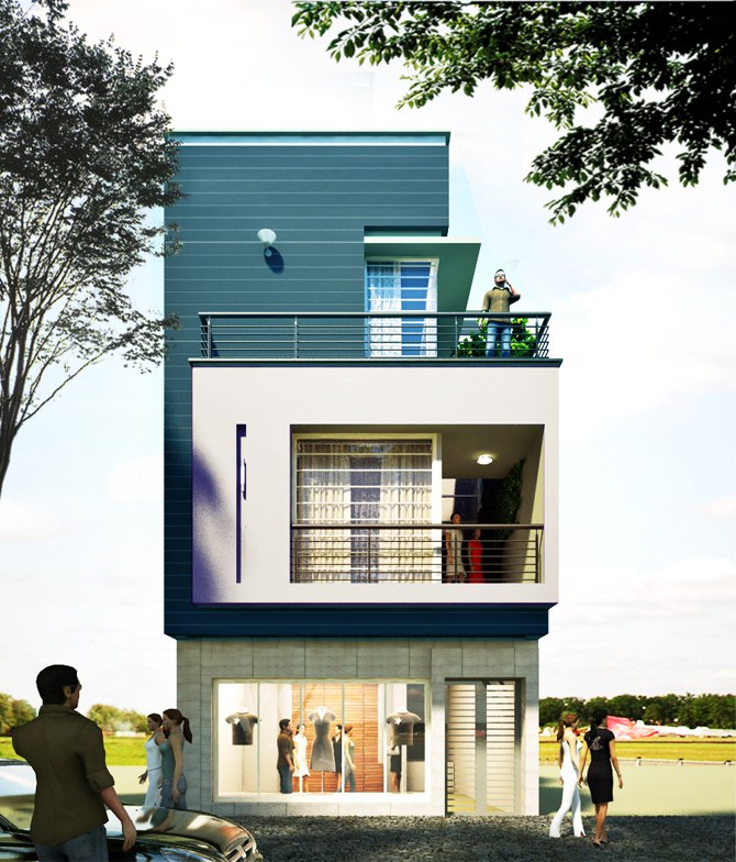 Thiết kế nhà phố 5x20 tầng lửng kinh doanh đẹp, tiện nghi, sinh lời