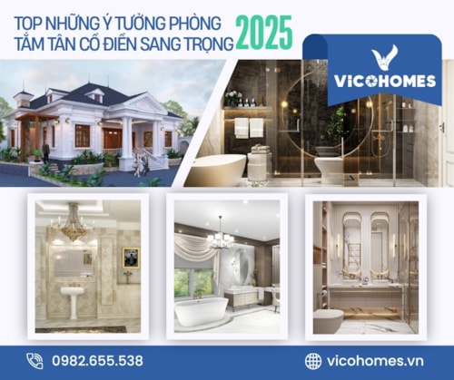 Top những ý tưởng phòng tắm tân cổ điển sang trọng 2025