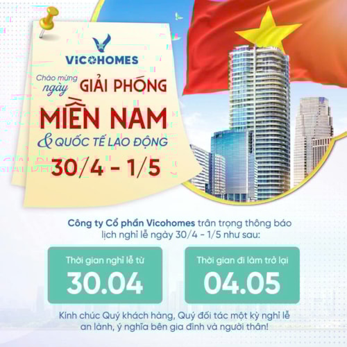 Thông báo lịch nghỉ lễ Giải phóng miền Nam 30/04 và Quốc tế Lao động 01/05
